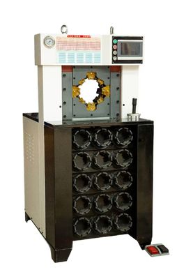 Süper Kalınlık 3 İnç 15 Kalıp İle 6-76mm Siyah Renk AC Hortum Sıkma Makinesi Hızlı Değişim Kalıp Aletleri İle Daha Hızlı Sıkma Kuvveti 650T Hidrolik Hortum Sıkma Makinesi