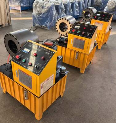 DX68 Özel Tasarım Sarı Renk Hidrolik Hortum Sıkma Makinesi, 31.5Mpa Yağ Pompası Basıncı, 220v/240v/380v/415v Gerilim Seçenekleri ve 3KW/4KW Motor Gücü