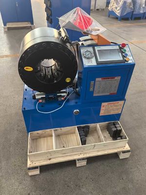 PLC Kontrol Sistemi OEM Servisi Endüstriyel 16 Dies Mavi Renkler 4 Inch Crimping Range Elektrik Hidrolik Crimping Aracı 0.01mm Doğruluk hortum Crimping Makinesi