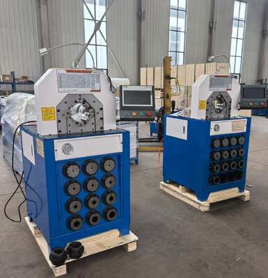İyi bir fiyat. 3 İnç Süper Kalınlık Model 220v/380v Hidrolik Hortum Sıkma Makinesi, 2800KN Sıkma Kuvveti, PLC/Düğme Kontrol Sistemi ve 6-76mm Sıkma Aralığı, 15 Kalıp çevrimiçi