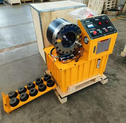 İyi bir fiyat. 6-51mm 10 Kalıplı Özel Tasarım Sarı Renk Hidrolik Hortum Sıkma Makinesi, 31.5Mpa Yağ Pompası Basıncı, 220v/240v/380v/415v Gerilim Seçenekleri ve 3KW/4KW Motor Gücü çevrimiçi